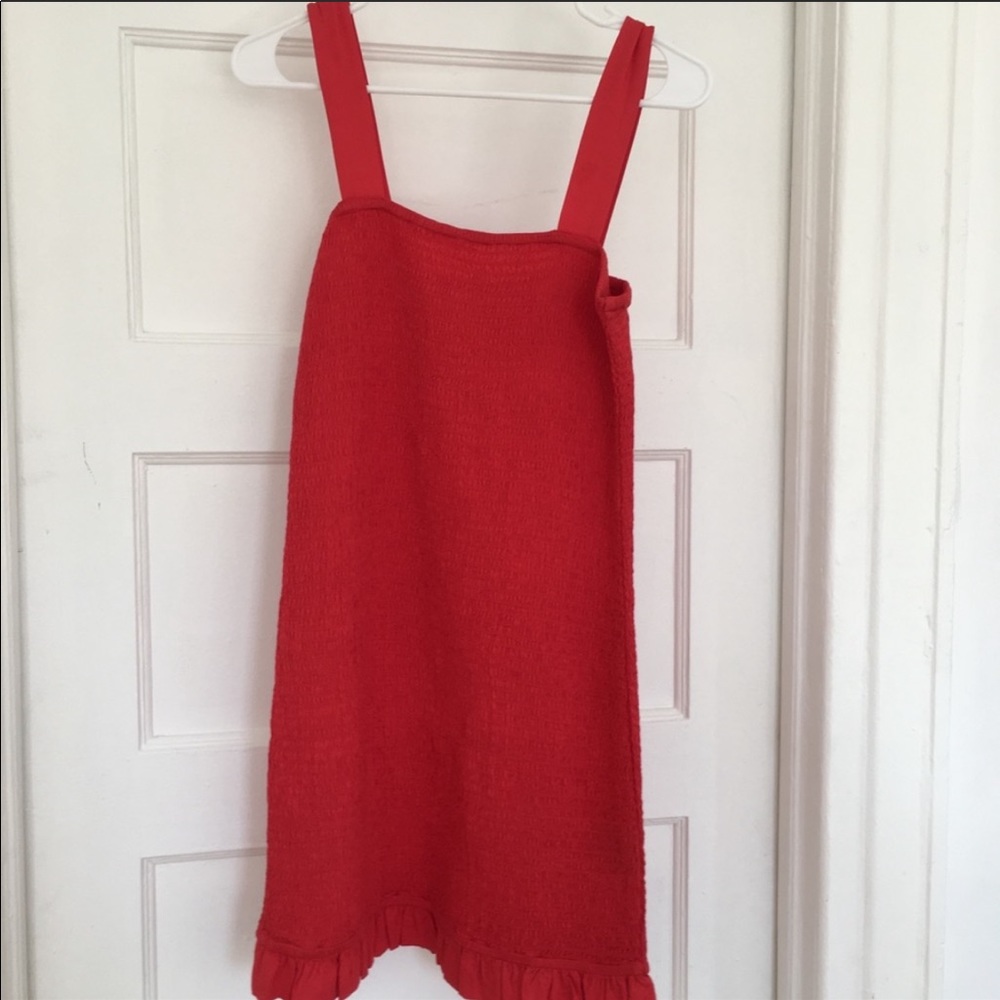 & Other Stories Smocked Red Mini Dress - Picture 4 of 5